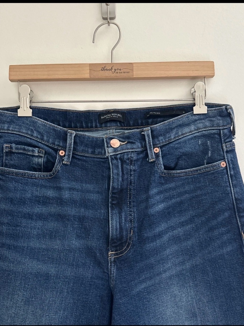 Banana Republic Premium Denim Women Jeans Size 31 Mid Rise Straight Raw Hem - Picture 3 of 8
